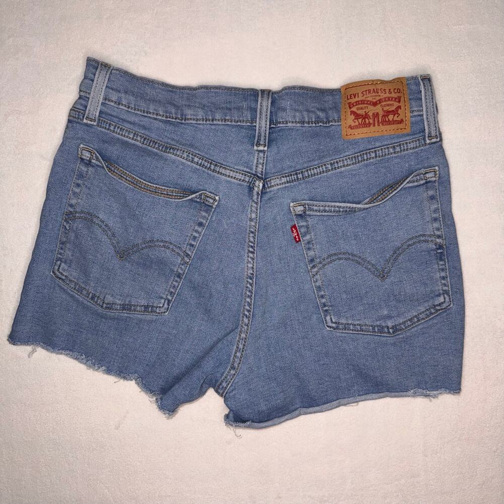 Light Blue Levis Distressed High Rise Short - Picture 2 of 6